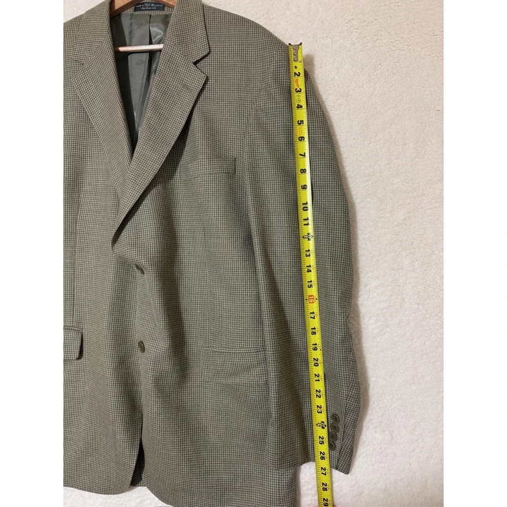 Andrew Fezza Blazer Mens 46L Long Gray Houndstooth Silk Wool Sport Coat‎